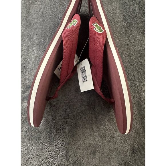 Lacoste Men's Randle SPM Canvas Flip Flop Red Size 11  New - Picture 11 of 16